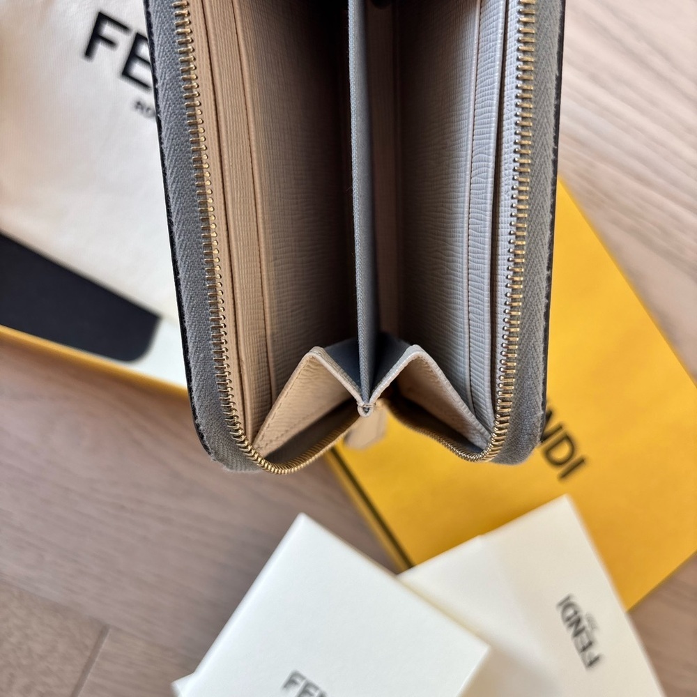 Fendi Vitello Elite Monster Eyes Studded Mini Zip Around Wallet - Picture 4 of 5